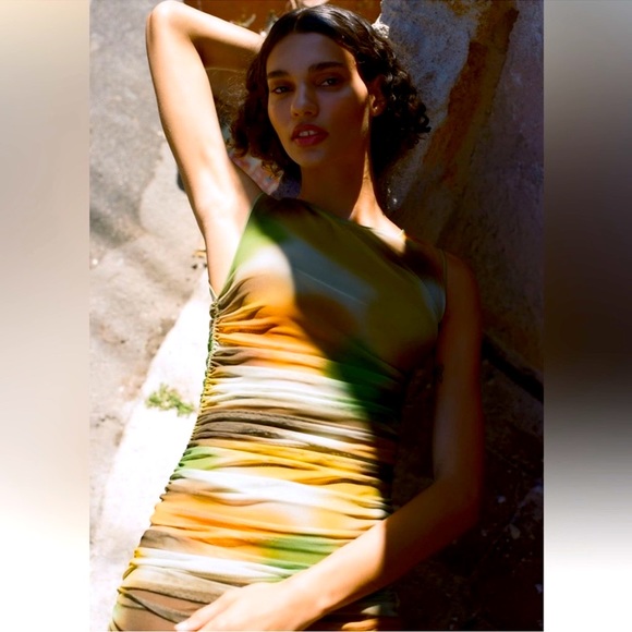 Zara Printed Tulle Dress Size L-XL NWT - Picture 6 of 11